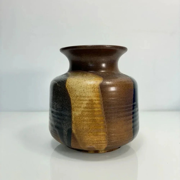 Pottery Craft USA Vintage Stoneware Earth Sand Tones Handmade Vase - Picture 2 of 10